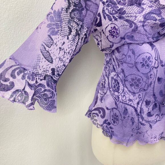 Vintage Y2K Purple Silk Blouse PL Layered Lightweight Boho Fairy Whimsy Goth - Picture 5 of 13